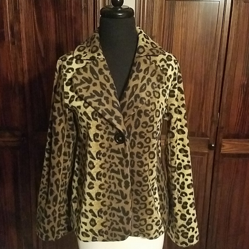Susan Graver Cheetah Leopard Print Blazer Jacket